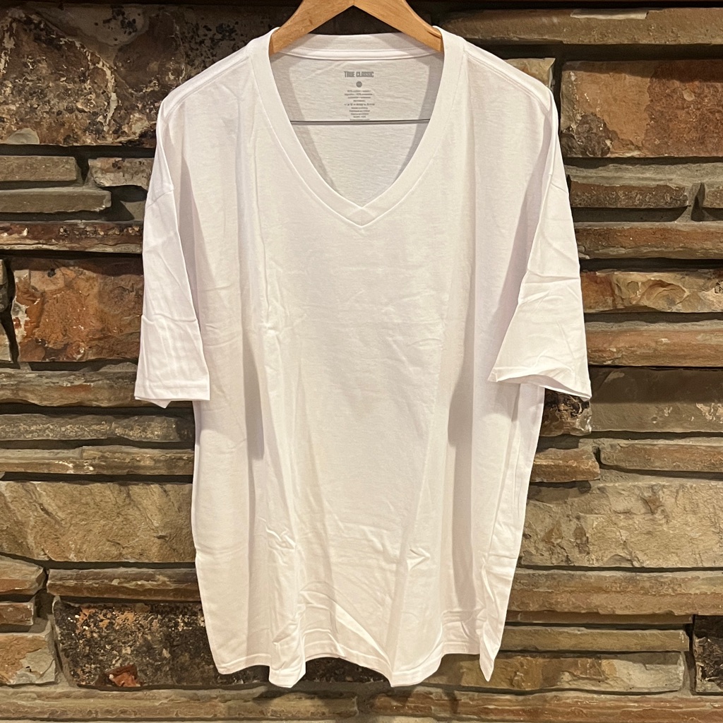 True Classic White V-Neck Tee Short Sleeve Cotton Blend